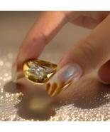 Women 18K Gold Plated Stainless Simulated Emerald 9mm Dome Ring - $32.02 CAD