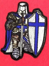 Knights Templar Crusader In Blue Iron On Sew On Embroidered Patch 9&quot; x 12&quot; - £22.32 GBP