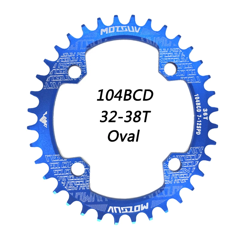 MOTSUV 104BCD Chainring Oval Narrow MTB Mountain Bike Bicycle 32/34/36/38T Crank - $119.53