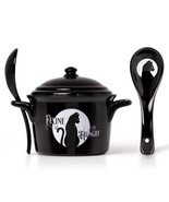 Alchemy Gothic China MRB7 Feline Hungry Bowl Lid &amp; Spoon Set Oven Microw... - $46.47 CAD