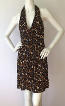 TRINA TURK Animal Print 100% Silk Sleeveless Halter Dress (Size 6) - £31.46 GBP