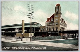 Main Street Railroad Station Depot Richmond Virginia VA 1908 DB Postcard D15 - $14.80