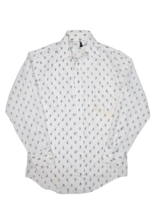 Vintage 80s Shirt Mens M Paisley Print White Long Sleeve Button Up 14.5 ... - £24.82 GBP