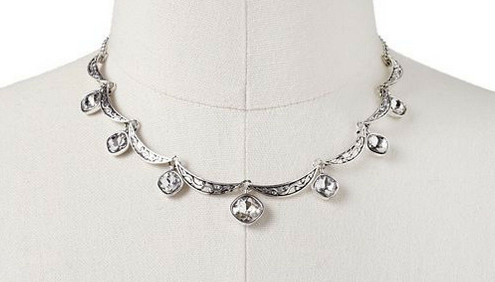 Primary image for Trifari Silver Tone Dainty Simulated Crystal Collar Necklace