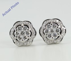 18k White Gold Round Diamond Flower Earrings (1.02 Ct,G Color,VS Clarity) - £1,553.34 GBP