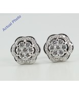 18k White Gold Round Diamond Flower Earrings (1.02 Ct,G Color,VS Clarity) - $1,947.75