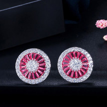 Wind Full Rhinestone Zircon 12.5Mm Big Round Stud Earrings For Women - £7.98 GBP