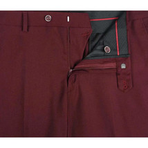 Men Renoir Flat Front Separate Pants Slim Fit Soft Feel Slacks 201-8 Burgundy image 2