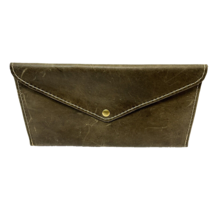 Vintage Harvest Brown Distressed Leather Pouch Snap 8.75 x 4.75&quot; - £14.58 GBP
