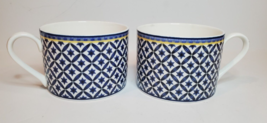 Victoria  &amp; Beale Flat Cup Mug Fine Porcelain Williamsburg 9026 Blue Star x2 Set - £15.46 GBP