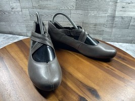 Rockport Cobb Hill Mary Jane SlipOn 8M Janet Shoes Gray Leather Wedge he... - $516.95 MXN