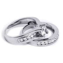 Womens Bridal Set Band Ring 1.25 CT Carat Round Cut Sterling Silver Size 5-9 - £56.33 GBP
