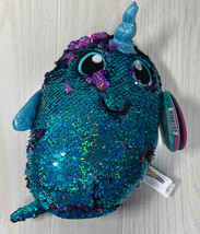 Shimeez Arlo narwhal sequin plush blue purple Beverly Hills Teddy Bear Co - $4.94