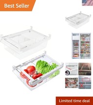 Clear Fridge Drawer Organizer: 2 Pack Pull-Out Storage with Handle &amp; Div... - €44,01 EUR