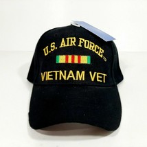 US Air Force Vietnam Vet Hat Veteran Black Ribbon Embroidered Cap - £12.50 GBP