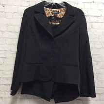 AGB Womens 2 Piece Pant Suit Solid Black Long Sleeve Buttons Pants 6 Blazer 8 - $16.35