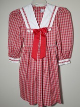 Vtg Jayne Copeland Girl’s Youth Dress Size 6 Cottage Prairie Bib Collar Plaid - £32.90 GBP