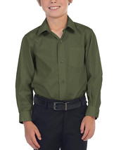 Boy&#39;s Olive Long Sleeve Casual Button Down Toddler Kids Dress Shirt - 14 - £12.60 GBP