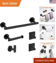 Luxury Matte Black Wall Mounted Bathroom Accessories - 24&quot; Towel Bar &amp; More - $756.61 MXN