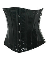 Underbust Fetish Full Steel Boned Bustier Heavy Lacing Black PVC Vinyl C... - $46.03