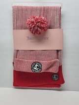 Juicy Couture Scarf  Beanie Hat Set Red Stripe One Size - £22.15 GBP
