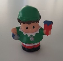 Fisher Price Little People Christmas Green Elf Santa&#39;s Helper Boy w Paintbrush  - £3.98 GBP