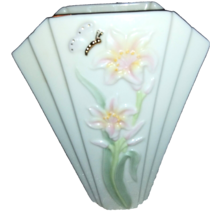 LENOX Butterfly Garden Mini White Ceramic Lily Flower Flask-Like Decorative Vase - £11.32 GBP