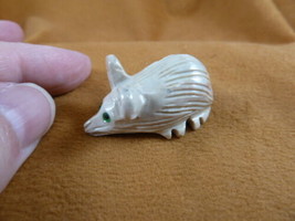 (Y-MOU-32) little white tan MOUSE carving gem FIGURINE SOAPSTONE PERU pe... - $8.59