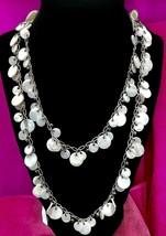 Stella &amp; Dot Necklace 38”Dangeling Mother of Pearl Cisk Clusters Crystal - $23.00