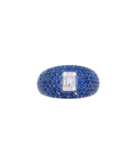 18ct White Gold Natural Sapphire &amp; Diamond Cluster Cocktail Dome Ring 1.... - $2,881.62 CAD