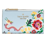 New Kate Spade Dragon Printed Saffiano Leather Small Slim Bifold Flame M... - $94.91