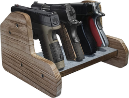 4 Slots Pistol Rack Handgun Storage Display Holder Gun Safe Organizer Wood Firea - £34.98 GBP