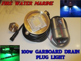 100W 8000 Lumen Green Garboard Led Boat Drain Plug Light Underwater 3/4 Npt - £123.05 GBP