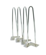 Premium Inclined Hairpin Table Legs - 2 Rod 16&quot;- Chrome Steel - Set of 4 - £145.61 GBP