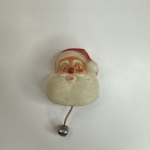 VTG Santa Claus Pin Brooch Light Up Nose Bell Christmas Plastic Hong Kon... - $35.00