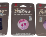 Lot of 3 Vintage American Greetings Button Pinback 1985 Party Rock n Rol... - £11.54 GBP