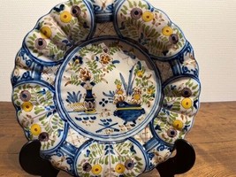 Antique lobed handpainted and handmade plate, marked bottom - £149.56 GBP