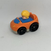 Fisher Price Little People Wheelies Orange Car Blonde Boy Eddie - $3.40