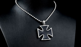 German Iron Maltese Cross Knight Templar Masonic Silver WW2 Necklace Pendant - £12.56 GBP