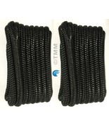 (2) Black Double Braided 1/2&quot; x 20&#39; ft Boat Marine HQ Dock Lines Mooring... - £33.01 GBP