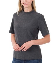 MSRP $25 Zenana Charcoal Mock-Neck Short-Sleeve Sweater Charcoal Size Sm... - $11.39