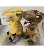 Jurassic World Velociraptor Tyrannosaurus Rex 12&quot; Stuffed Plush Toy NWT ... - $263.15 MXN