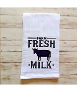 Flour Sack, Tea Kitchen Towel - Farm Fresh Milk - Cow - £6.75 GBP