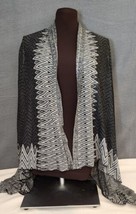 United States Sweater Women&#39;s Black White Cardigan Long Sleeve Shark Bite Hem  - £12.60 GBP