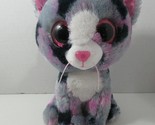 Ty Beanie Boos Lindi the Cat Medium plush Gray pink spots tie dye eye sc... - $10.39