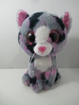 Ty Beanie Boos Lindi the Cat Medium plush Gray pink spots tie dye eye sc... - $10.39
