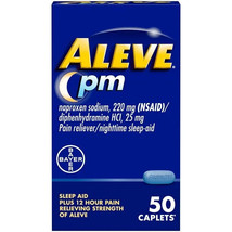 Aleve PM Pain Reliever &amp; Nighttime Sleep Aid 50 Caplets Exp 06/2024 - £14.08 GBP