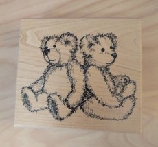 Teddy Bears BIG WOOD STAMPER 4&quot; K-1911 Rubber Stamp PSX 1999 Retired  - $9.00
