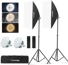 Softbox Lighting Kit, Yicoe Photography Lighting Kit 2X19&quot;X27&quot;, Continuous - £72.73 GBP