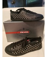 Prada Nappa Borchie Nero Sneakers Cap Toe Tennis Shoes Trainers 37 Studs... - $22,092.69 MXN